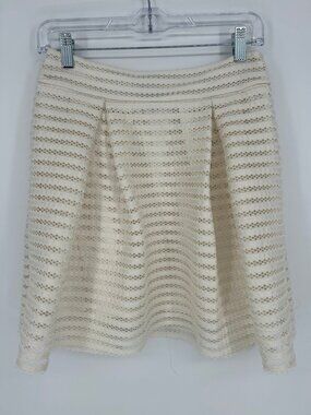Express Size 6 Ivory Lace Mini Skirt ALine Preppy Coquette Sorority Rush Romance